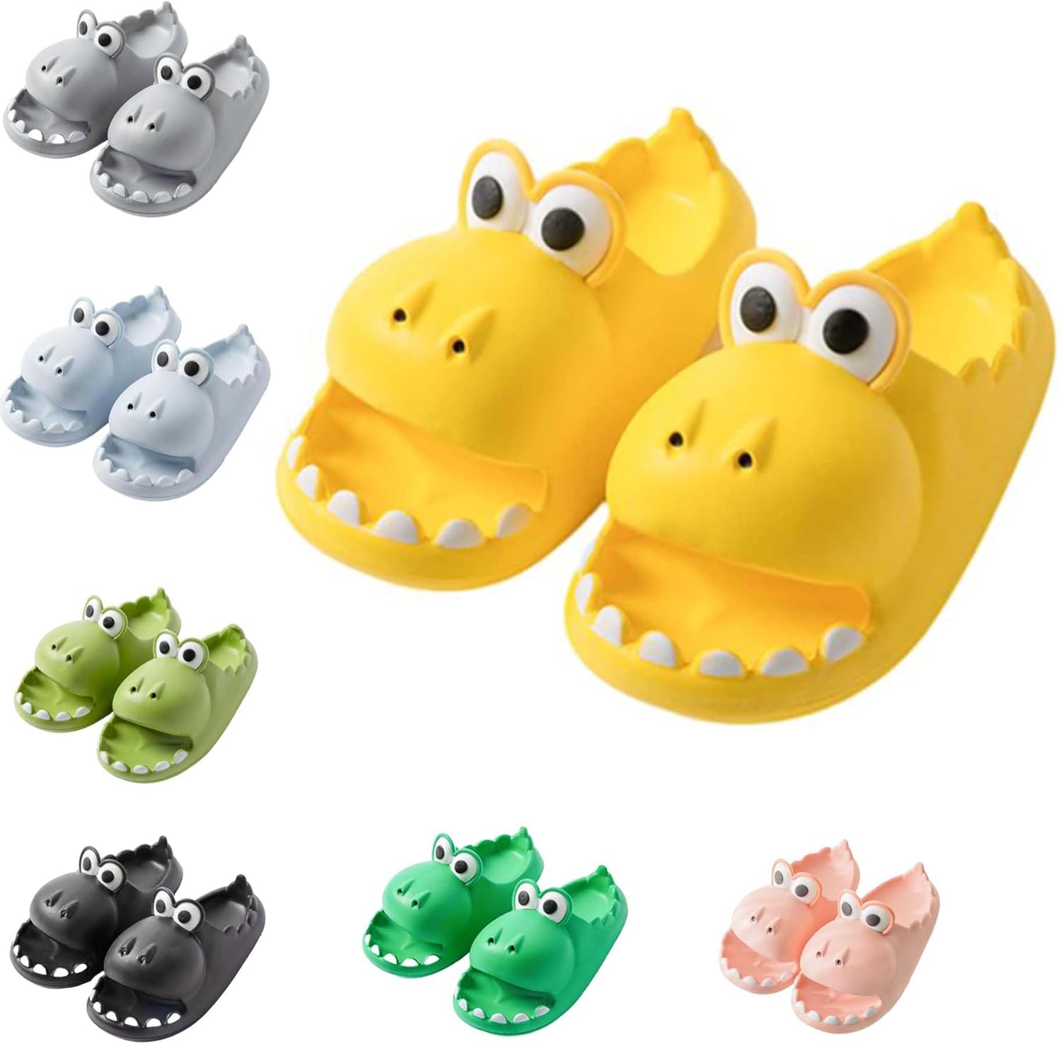 

Сланцы с динозаврами для женщин, мужчин и детей, милые детские облачные тапочки с противоскользящей подошвой, с открытым носком, для пляжа, бассейна, спа и плавания летом (размер 6.5-7.5 (24 см), желтые) Znel