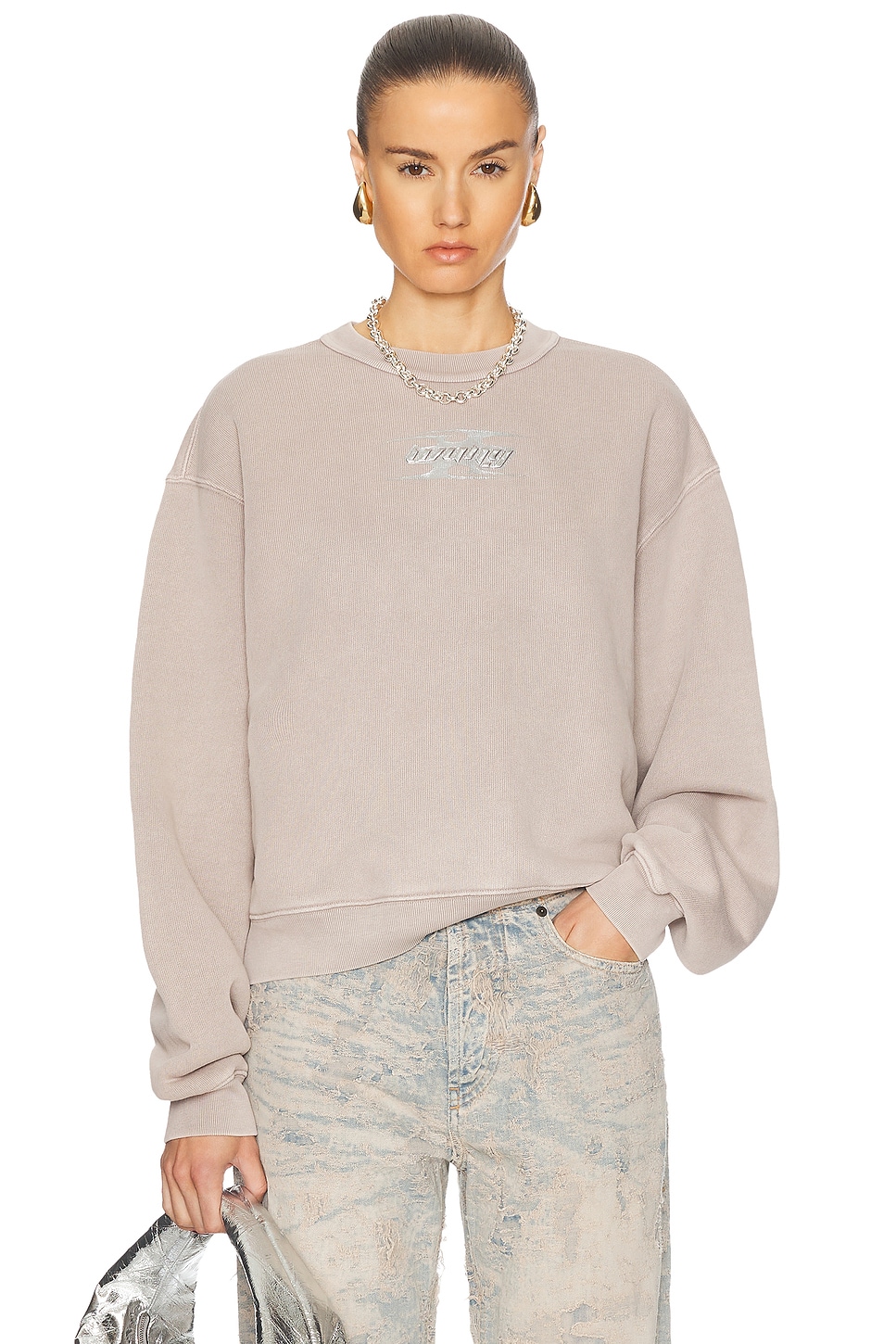 

Толстовка с круглым вырезом Alexander Wang, цвет Washed Oyster