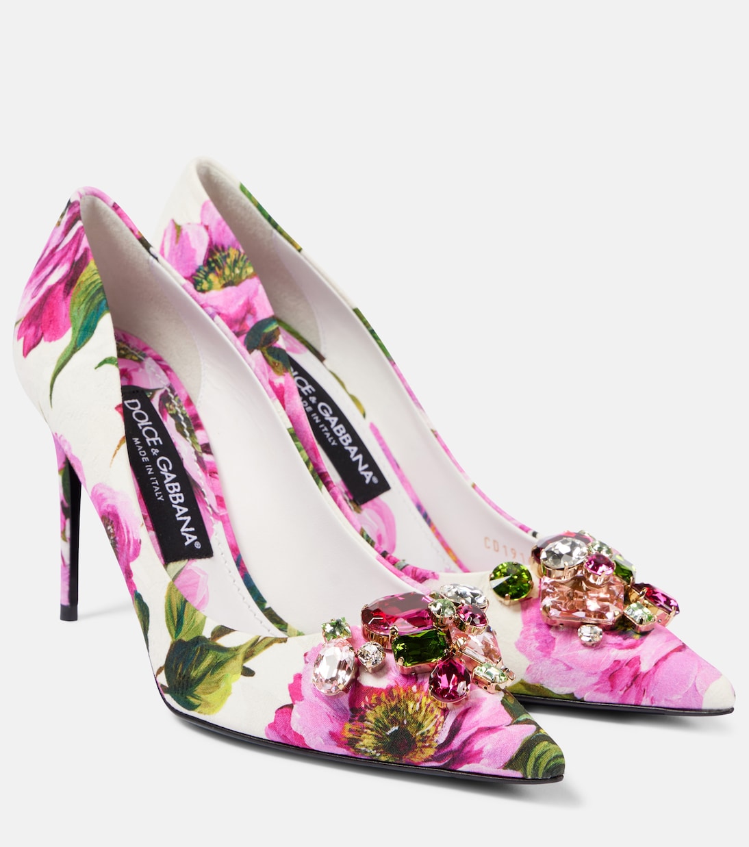 Туфли-лодочки с кожаной отделкой и декором Dolce&Gabbana, Peonie Fuxia F. Bco