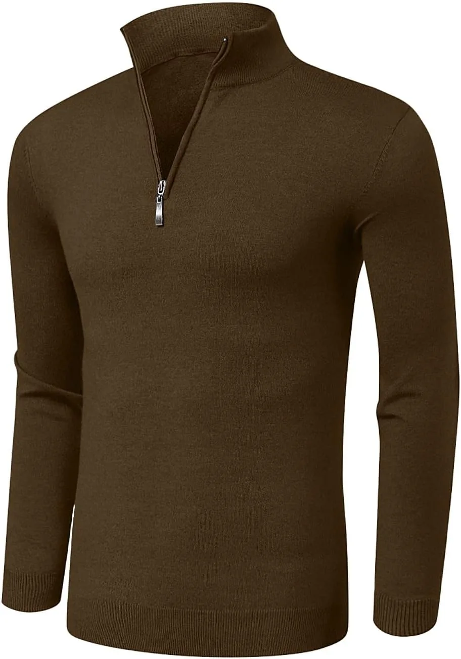 

Мужской свитер Aiyino с длинным рукавом и четверть-молнией, Slim Fit, легкий, с воротником-стойкой