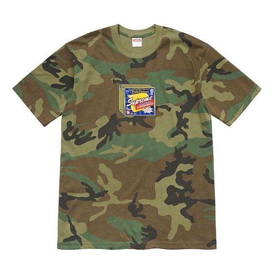 

Футболка fw19 week 7 cheese tee printing short sleeve green camouflage Supreme, зеленый