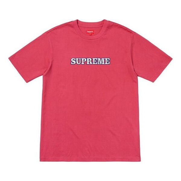 

Футболка fw18 floral logo tee dusty red logo tee Supreme, красный