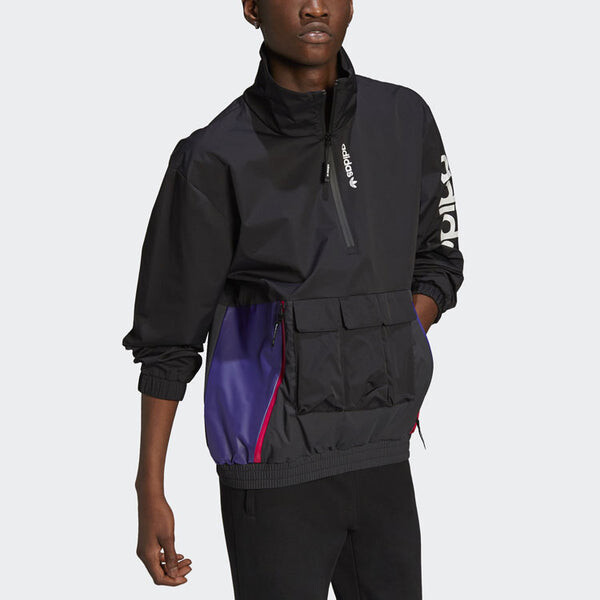 Куртка adidas originals G Outd Wb Sports Printing Cardigan Stand Collar Jacket Black, черный — фото 2