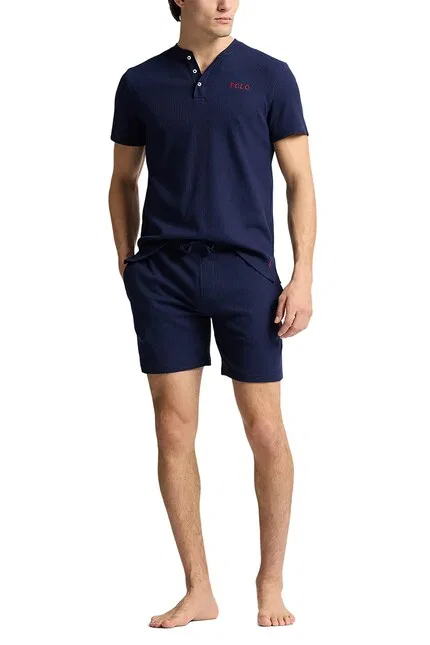 Пижамная футболка из хлопка Polo Ralph Lauren, синий — фото 3