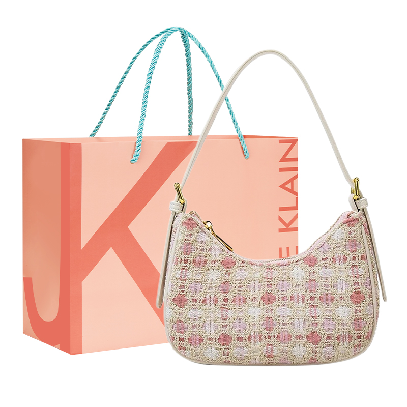 

JANE KLAIN Твидовая сумка через плечо в клетку, Pink White