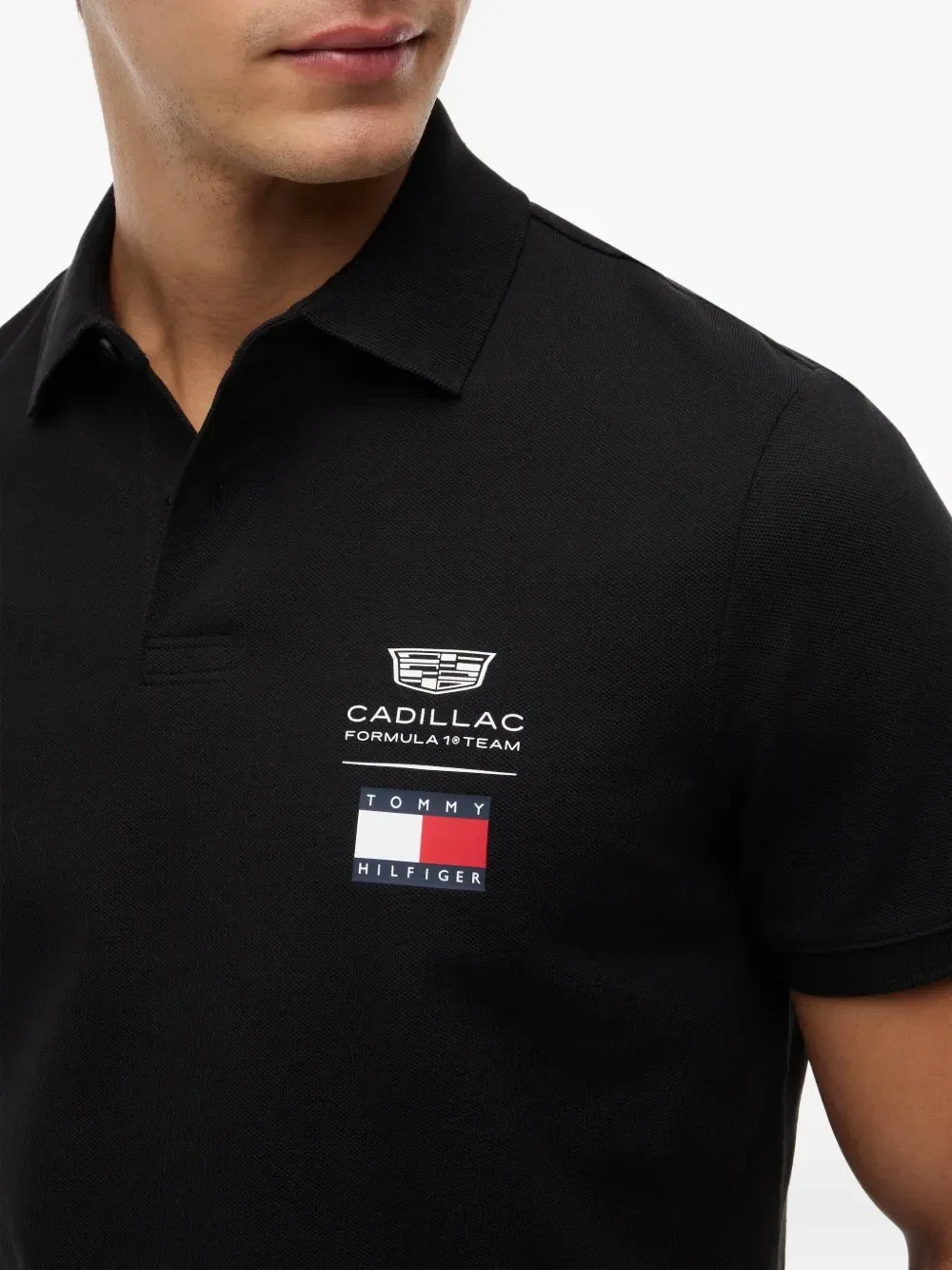 Рубашка-поло из пике с принтом логотипа Tommy Hilfiger, черный — фото 3