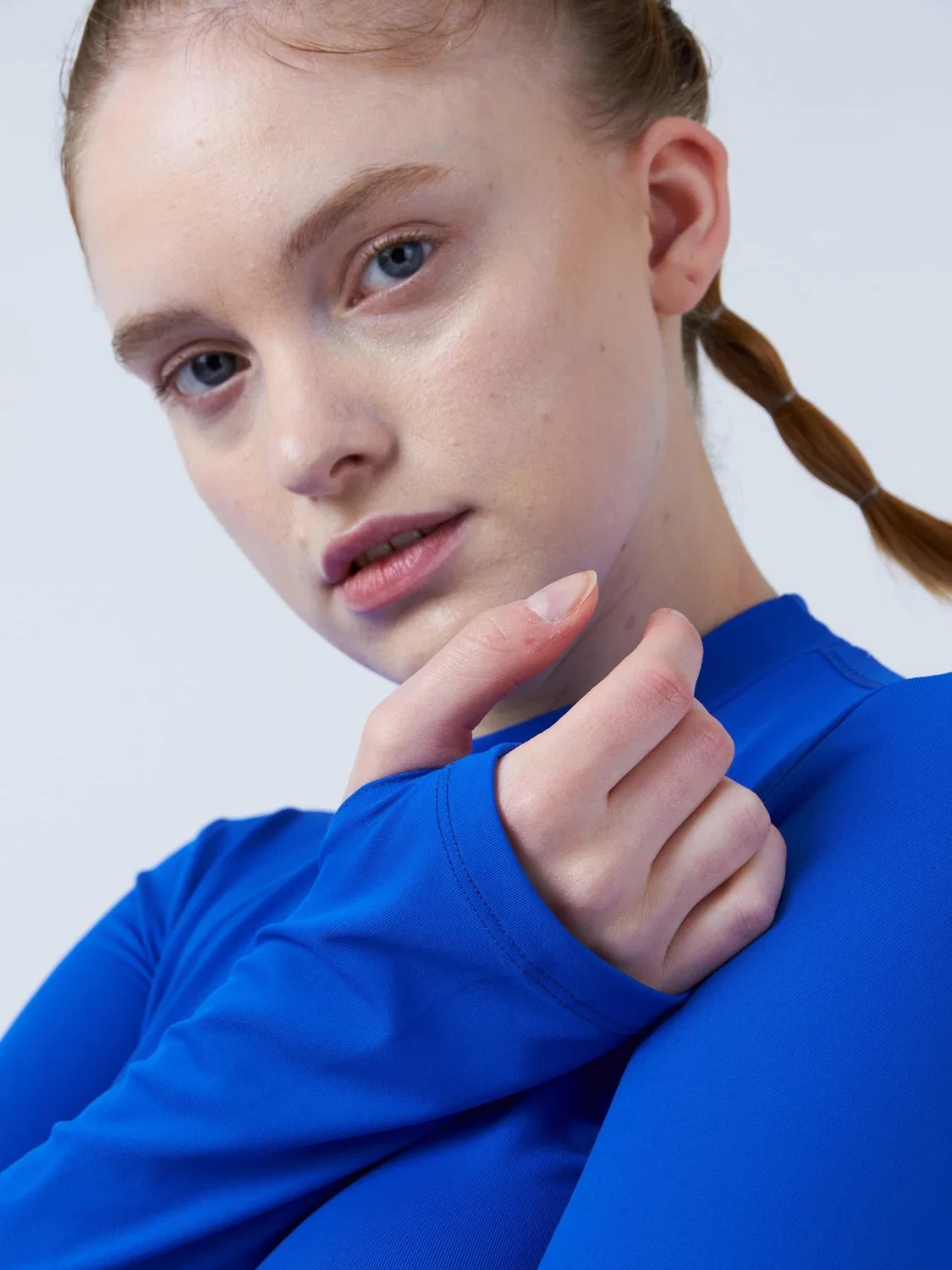 Спортивная футболка Sportkind Performance Shirt с высоким воротником и длинными рукавами, цвет кобальтово-синий — фото 3