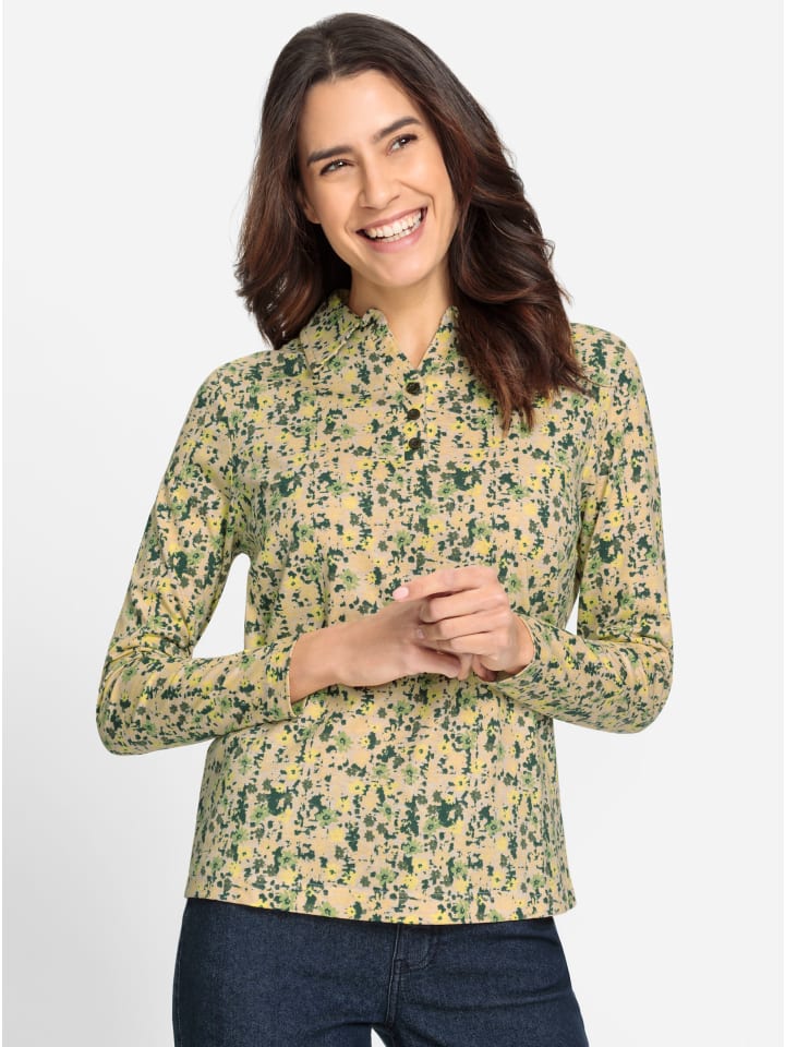 

Рубашка-поло с длинными рукавами с принтом цвета слоновой кости и лимона WITT WEIDEN