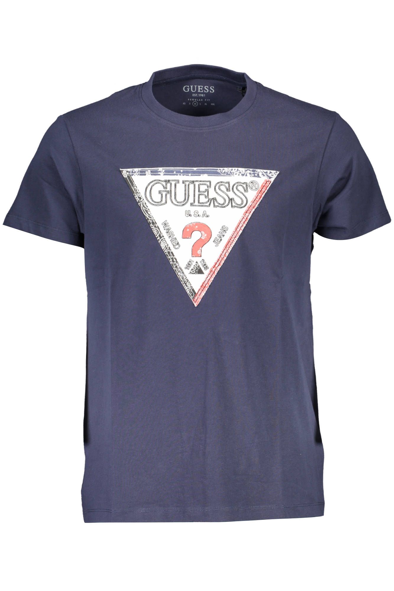 

Синяя хлопковая мужская футболка Guess Shoes