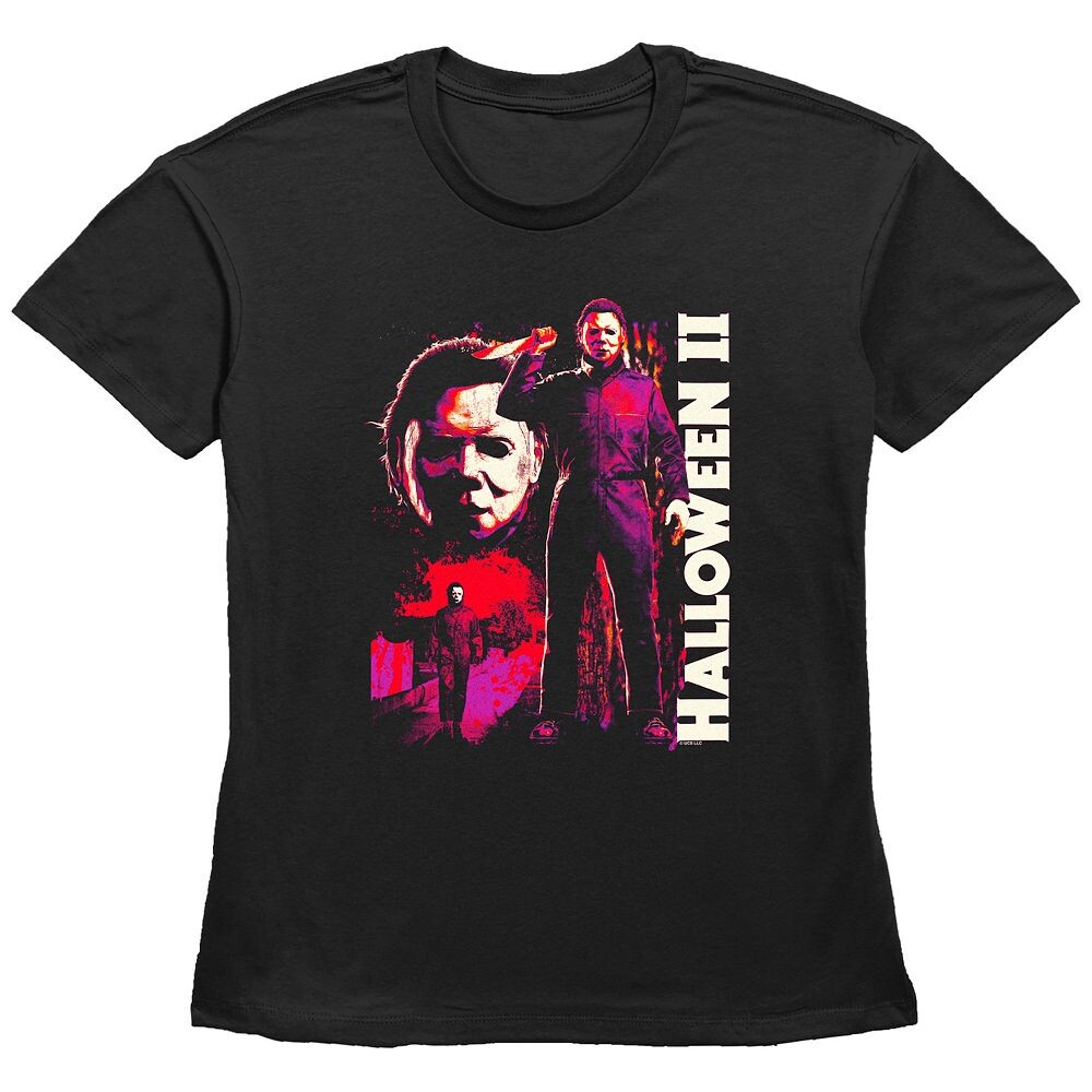 

Женская футболка с рисунком Michael Myers Halloween II Licensed Character, черный