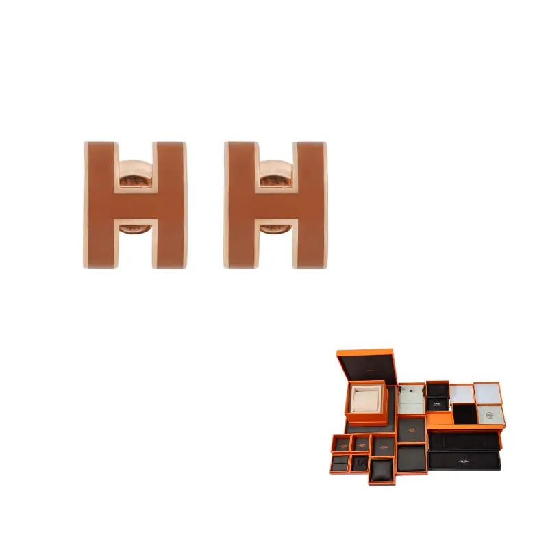 

HERMES Лаковые металлические серьги с художественным оформлением Rose Gold-Plated для женщин Rose Gold