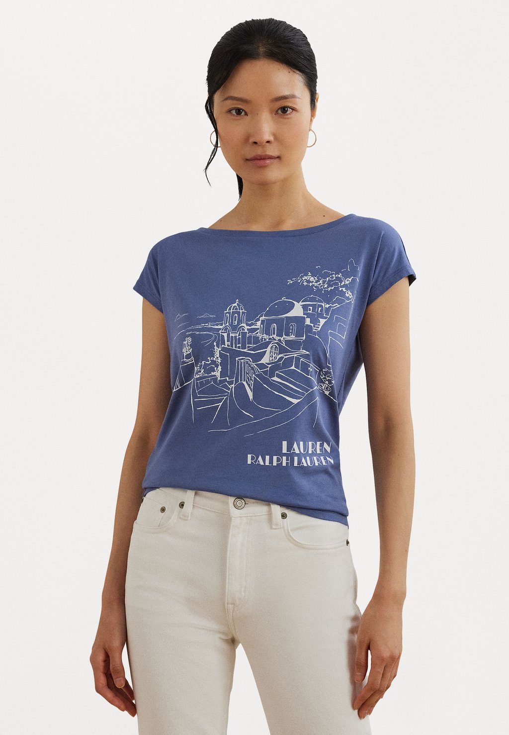 

Футболка с принтом Cotton Blend Jersey Graphic T-Shirt Lauren Ralph Lauren Petite, синий