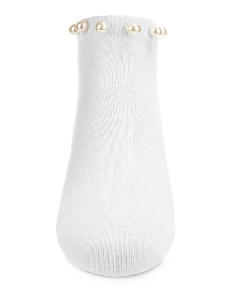 Детские носки Little Girls Pretty in Pearls из смесовой хлопковой ткани с браслетом на щиколотку Memoi, белый — фото 2