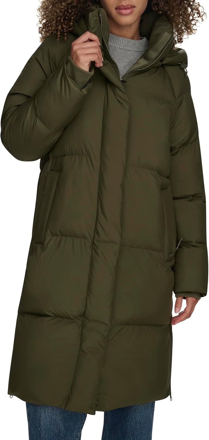

Levi's Женская утепленная куртка Cloud Puff с капюшоном средней длины, Olive