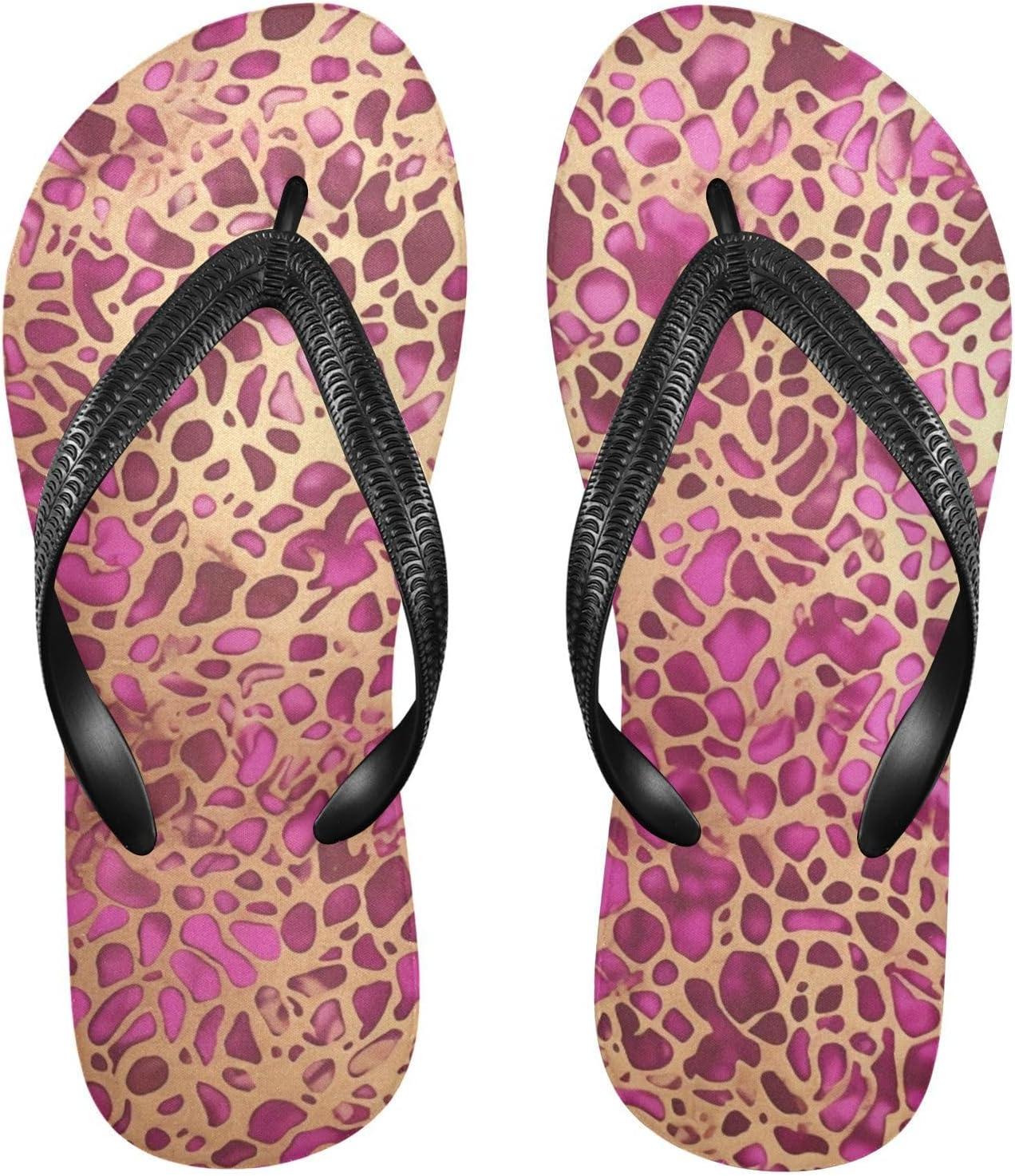 

Женские шлепанцы YMGQYJ, повседневные летние сандалии; мужские шлепанцы для пляжа и улицы- розовый леопардовый принт