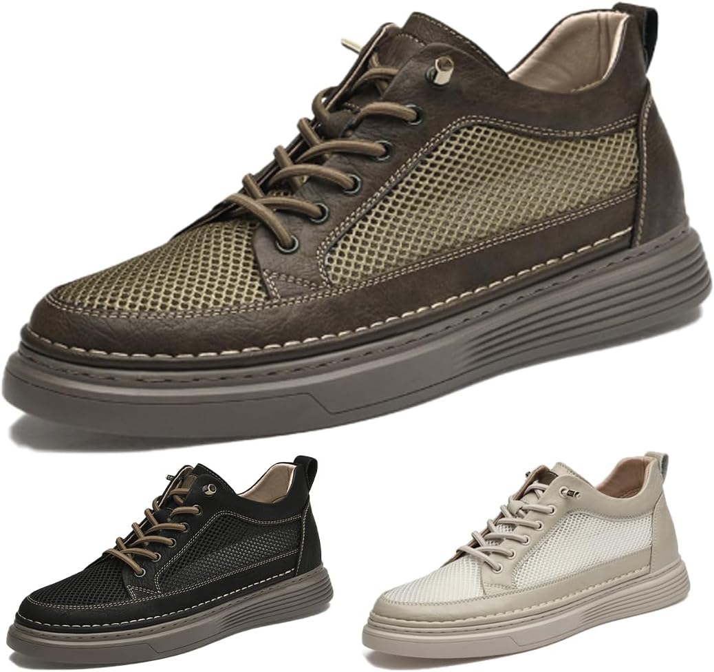 

Мужские невидимые кроссовки с увеличением роста, дышащие оксфорды на шнуровке с скрытой подошвой, обувь для ходьбы, вождения, бизнеса и работы в офисе Generic, Coffee