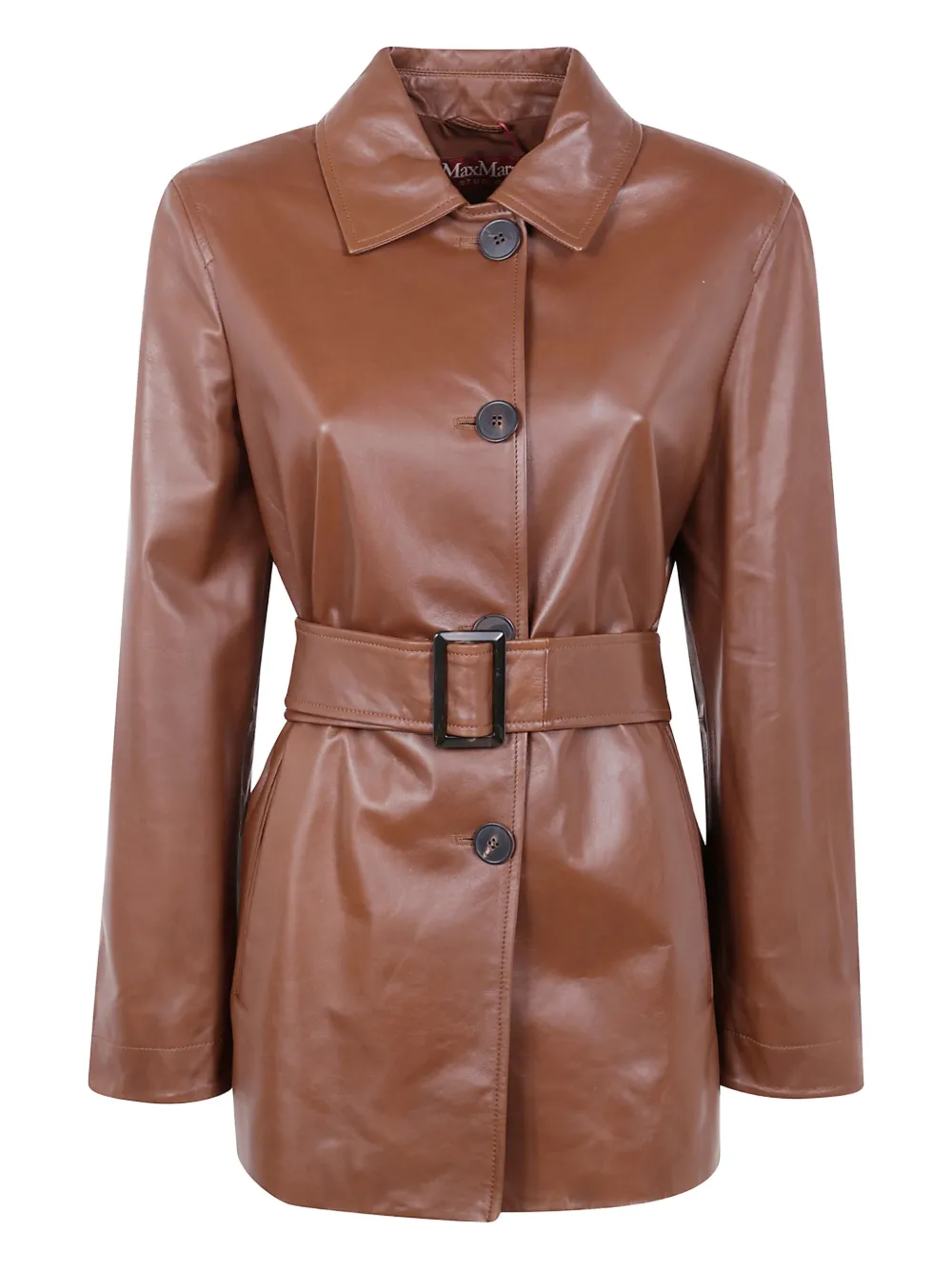 

Однобортная куртка с поясом MAX MARA, коричневый
