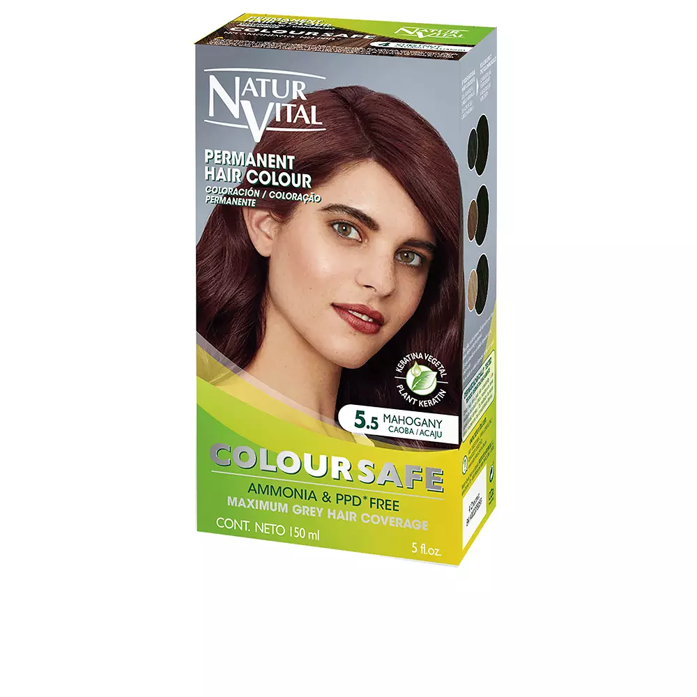 

Краска для волос Coloursafe tinte permanente Naturvital, цвет 5.5-caoba, 150 мл.