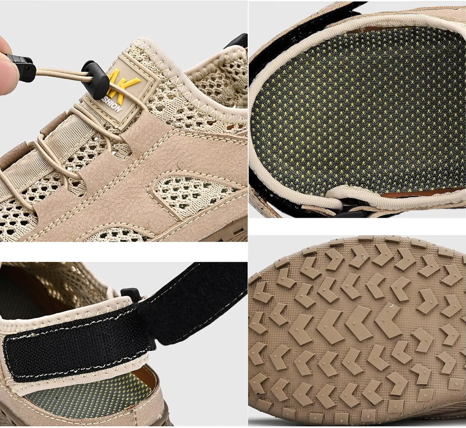 

Мужские кожаные сандалии Optigard Hollow Fisherman с застежкой-липучкой, закрытым носком, ремешком сзади, противоскользящие, для активного отдыха на улице, дышащие, пляжные и водные, хаки