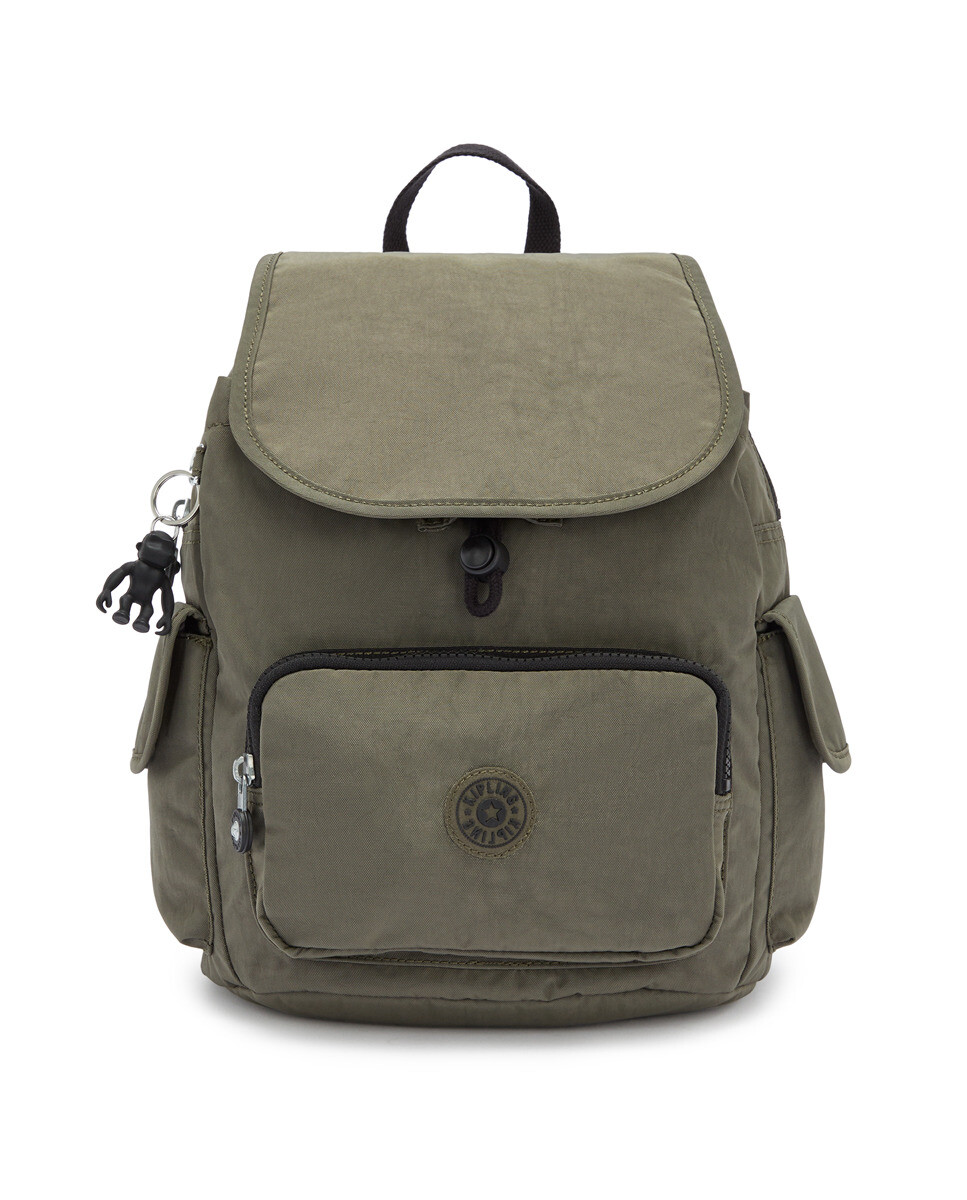 

Женский нейлоновый рюкзак цвета хаки Kipling City Pack S с наружными карманами Kipling