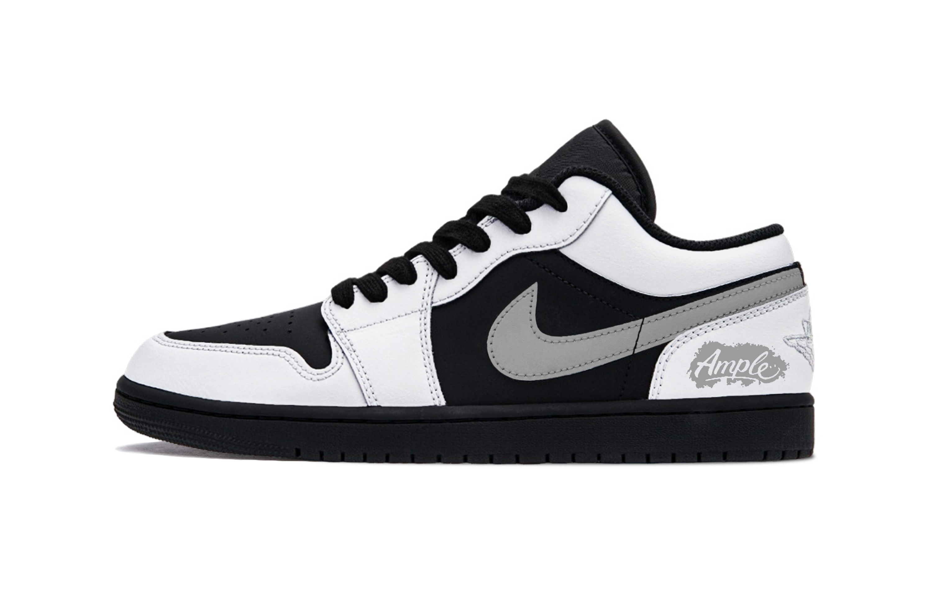 

Jordan Кроссовки мужские Air 1 Ample Mist Cushioning, Wear Resistant Low top Vintage Basketball Shoes черно-серые