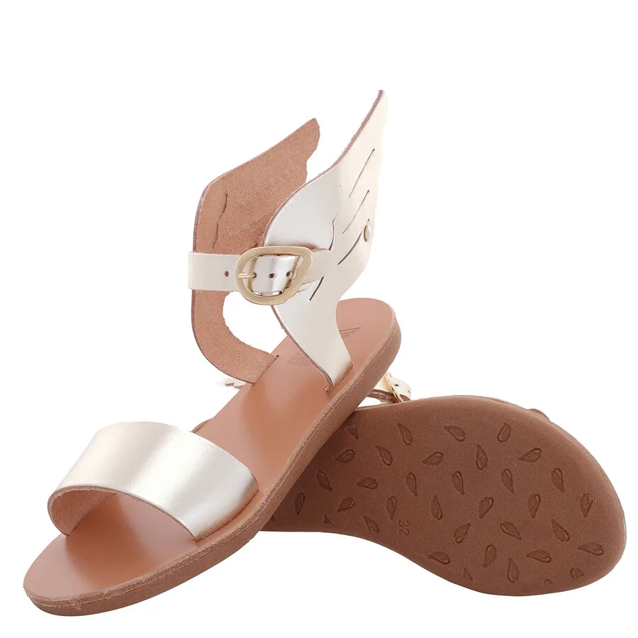 Древнегреческие сандалии Ancient Greek Sandals для девочек Little Ikaria мягкие сандалии из кожи Vachetta, платина — фото 2