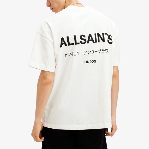 Футболка свободного кроя из органического хлопка с принтом логотипа Underground Allsaints, белый — фото 4