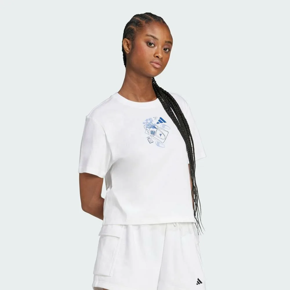Мини-футболка с графическим принтом Adidas, white — фото 3