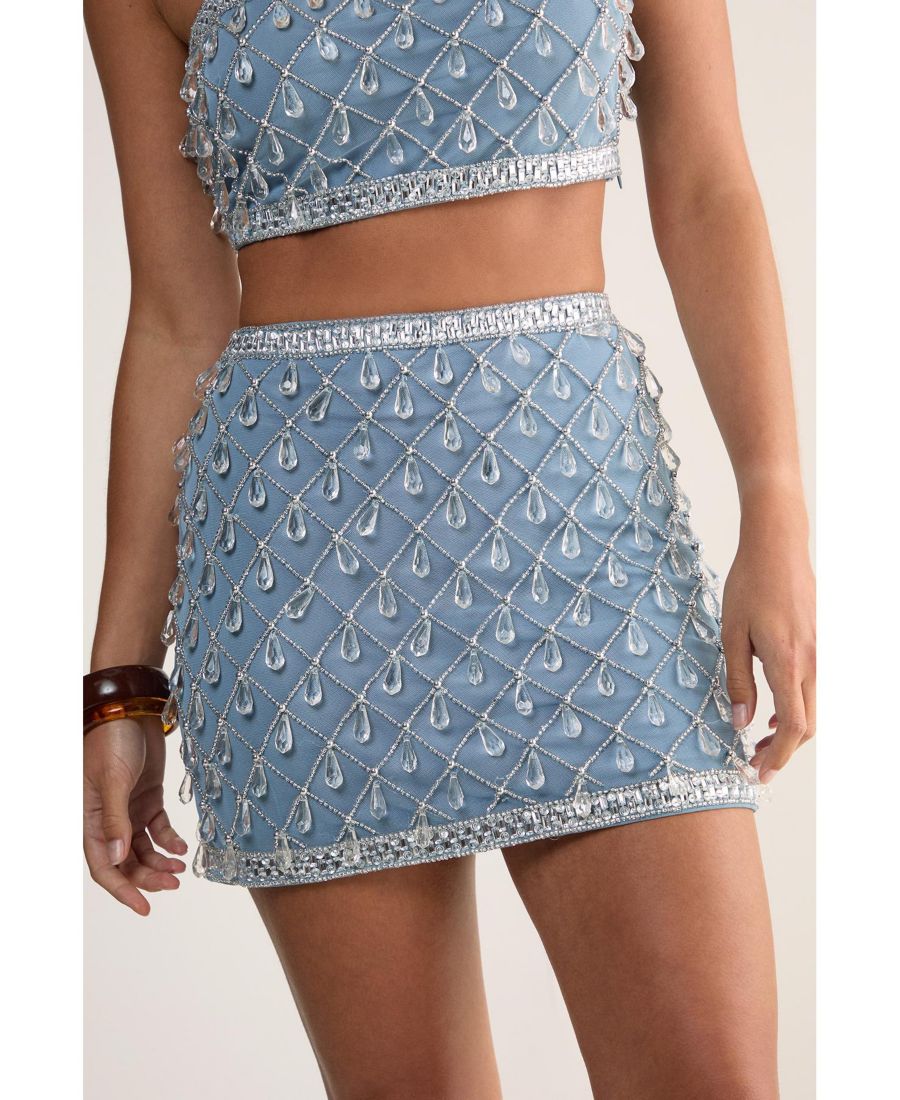 

Женская мини-юбка с декором в виде капель Nasty Gal, Powder blue