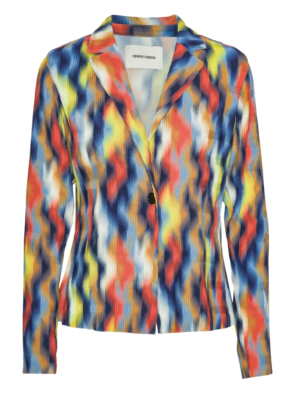 

Однобортный пиджак с графичным принтом Henrik Vibskov, синий