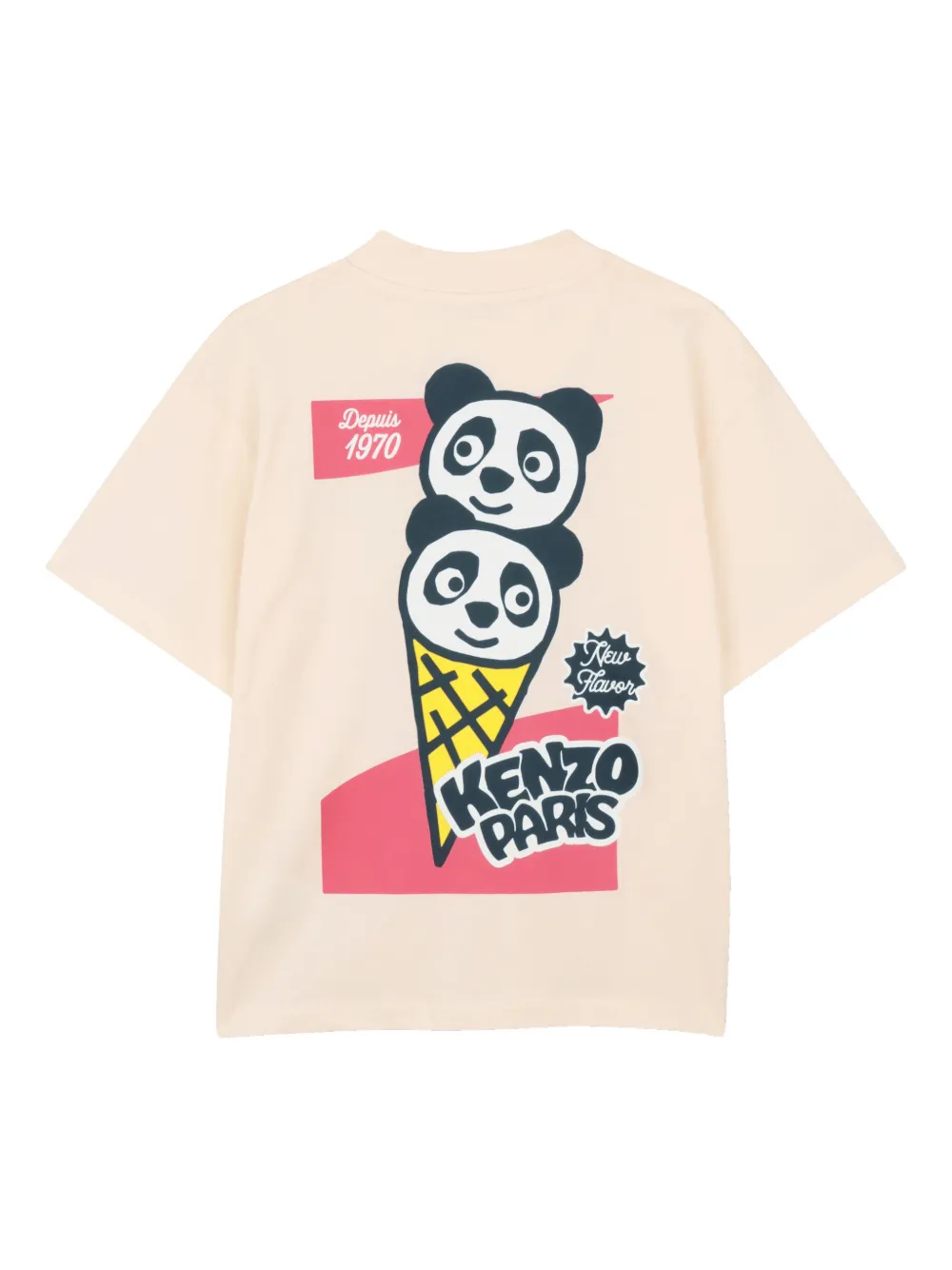Футболка с принтом Kenzo Kids, бежевый — фото 2
