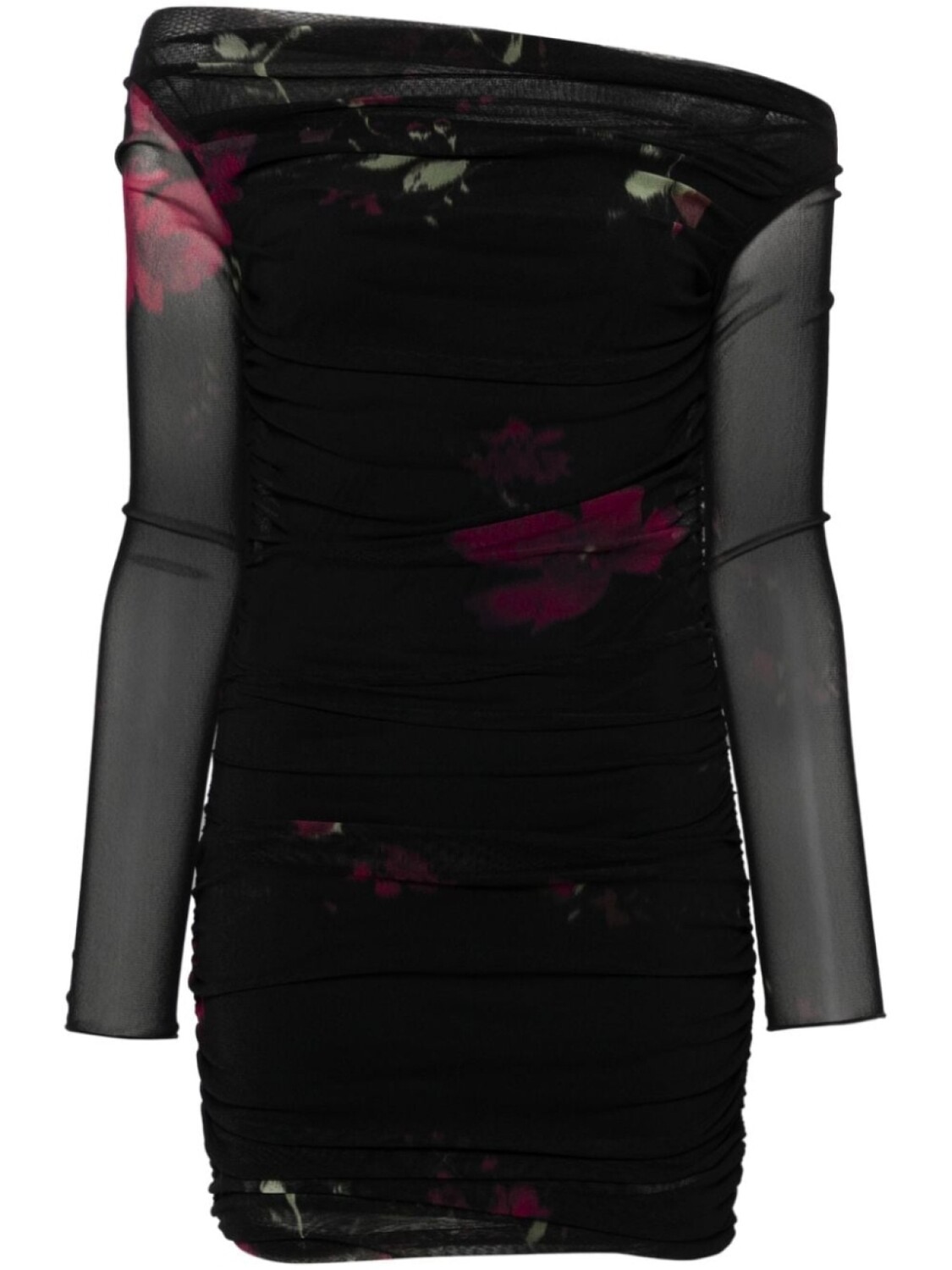 

Blumarine мини-платье из тюля с принтом роз, черный
