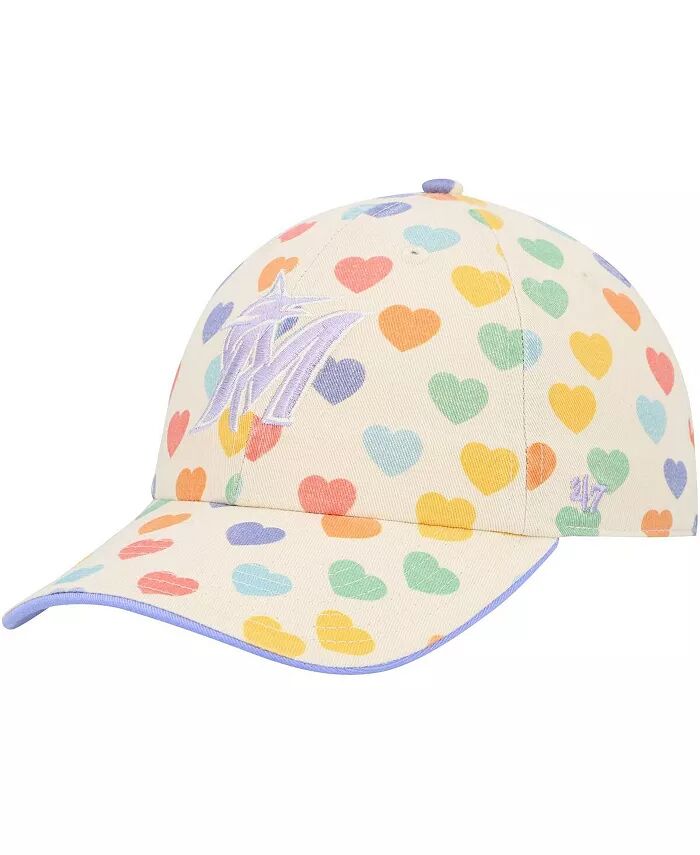 

Big Girls White Miami Marlins Delight Clean Up Регулируемая кепка '47 Brand