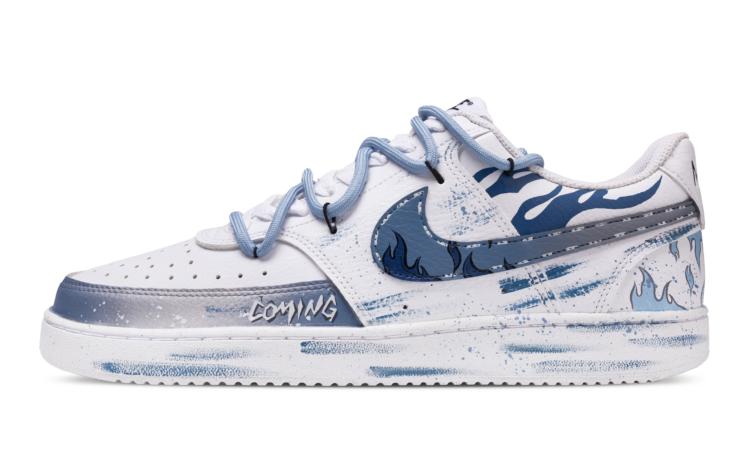 

Nike Кроссовки Court Vision 1 Blue Flame, износостойкие, низкие, для скейтбординга, мужские, сине-белые