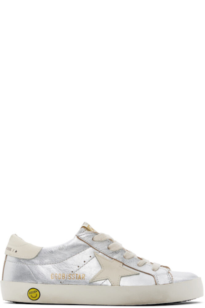 

Детские серебряные и кремово-белые кроссовки Super-Star Classic Golden Goose