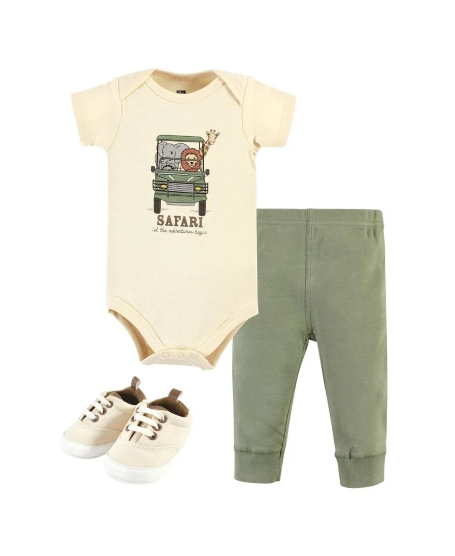 Хлопковый боди, брюки и обувь, комплект из 3 предметов, Tree Rex Hudson Baby, Going On Safari Short Sleeve