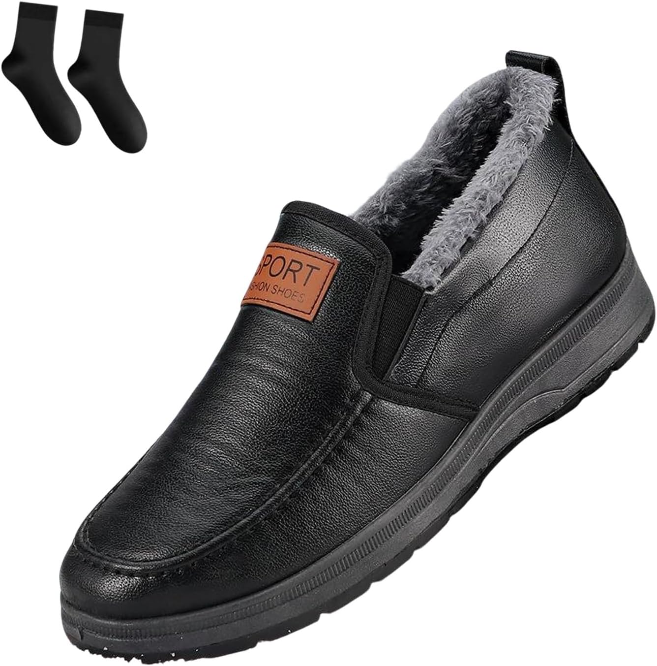 

Мужские зимние слипоны для снега, удобные мягкие водонепроницаемые нескользящие плюшевые утепленные зимние ботинки, повседневная теплая обувь для прогулок BXCZEDW, Black