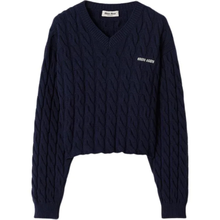 MIU MIU Свитер Women's Blue V-образный вырез Moderate Others