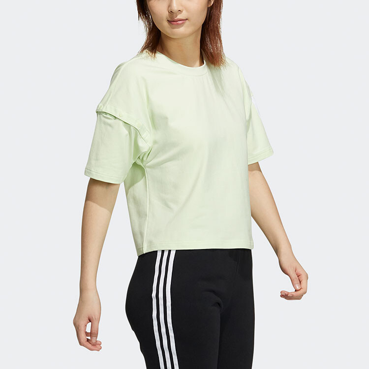 Укороченный топ женский бледно-розовый зеленый Adidas Originals — фото 4