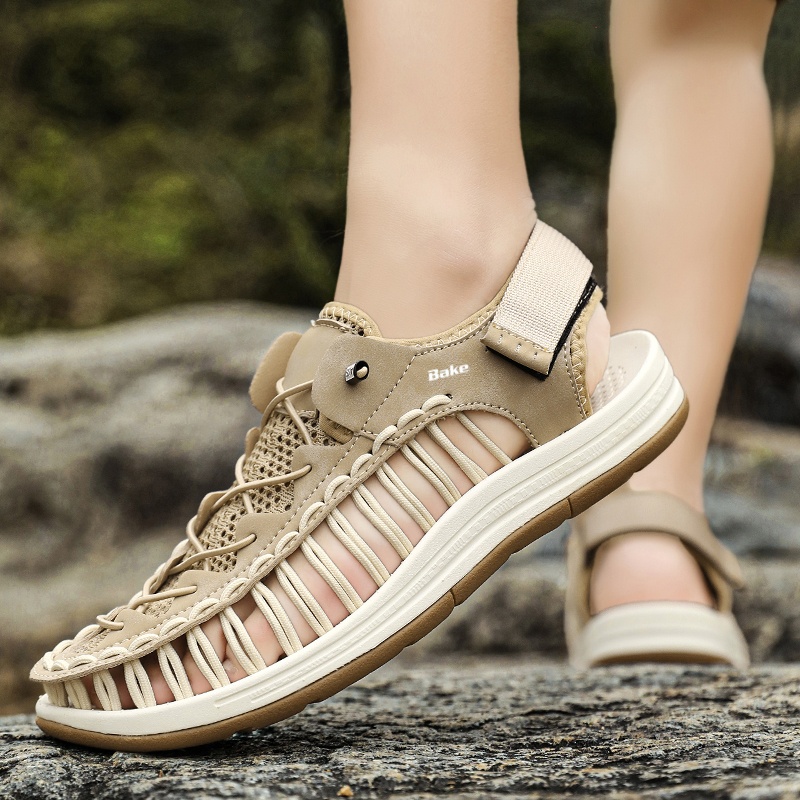 BAKE Мужские дышащие быстросохнущие противоскользящие износостойкие треккинговые ботинки для рек - бежевые, цвет Beige — фото 2