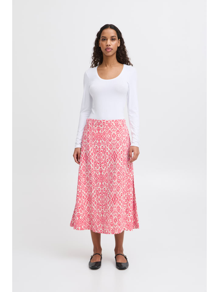 

ICHI Юбка IHLINNO свободного кроя, цвет «Герань с ромбами» (икат)