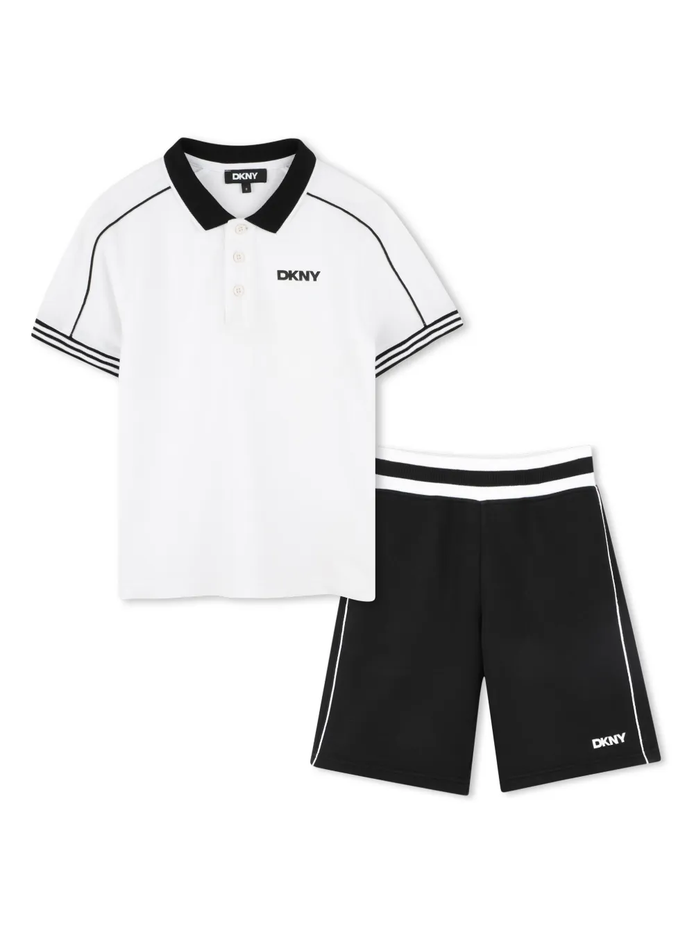 

Комплект из рубашки поло и шортов с логотипом Dkny Kids, белый