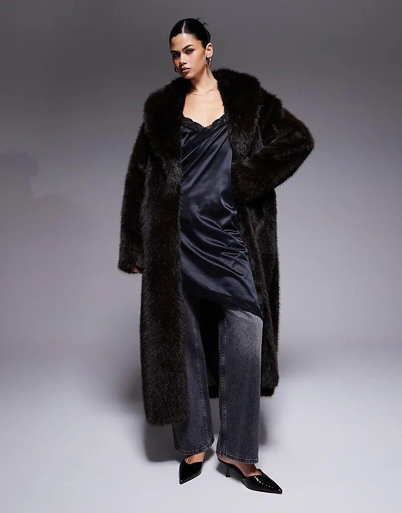 

Длинная куртка Aria Cove из искусственного меха с воротником шоколадного цвета