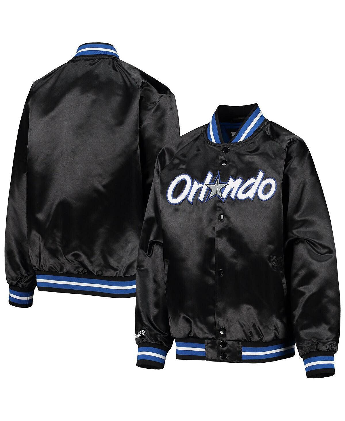 Черная куртка на кнопках Big Boys Orlando Magic Hardwood Classic из атласа реглан Mitchell & Ness — фото 2