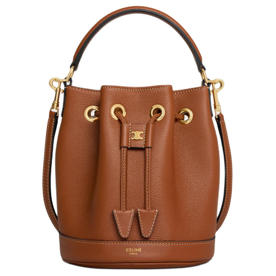 

CELINE Кожаная ведерка через плечо женская рыжая