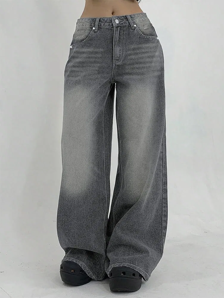 Джинсы клеш, High Waist Bootcut Jeans, серый — фото 4