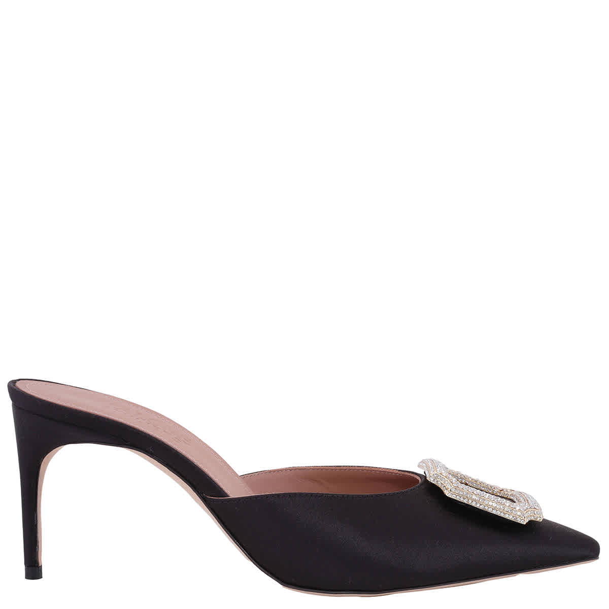 Malone Souliers Mona 70 Атласные шлепанцы, черный