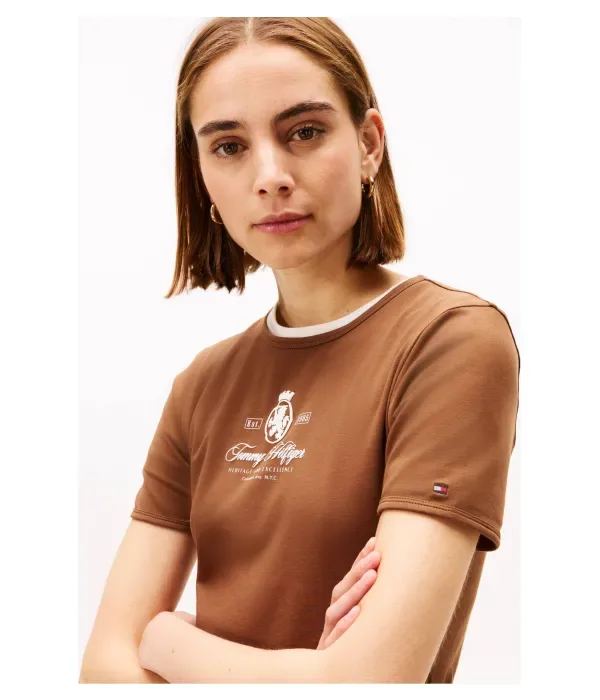 Футболка VARSITY slim fit Tommy Hilfiger, коричневый — фото 4