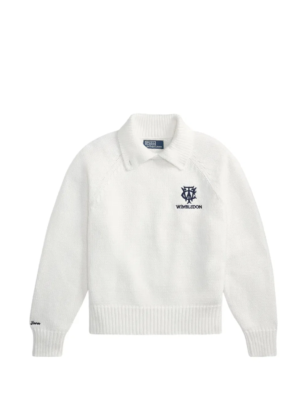 Свитер с вышитым воротником-поло Polo Ralph Lauren, белый