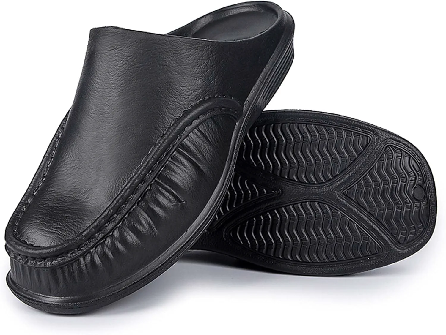 

Мужские горки, сандалии, кожаная обувь, дизайн моды, противоскользящие горки для помещений и уличного пространства, толстое дно, не скользящие, устойчивые к износу и прочность, легкий материал EVA Vtiao, черный